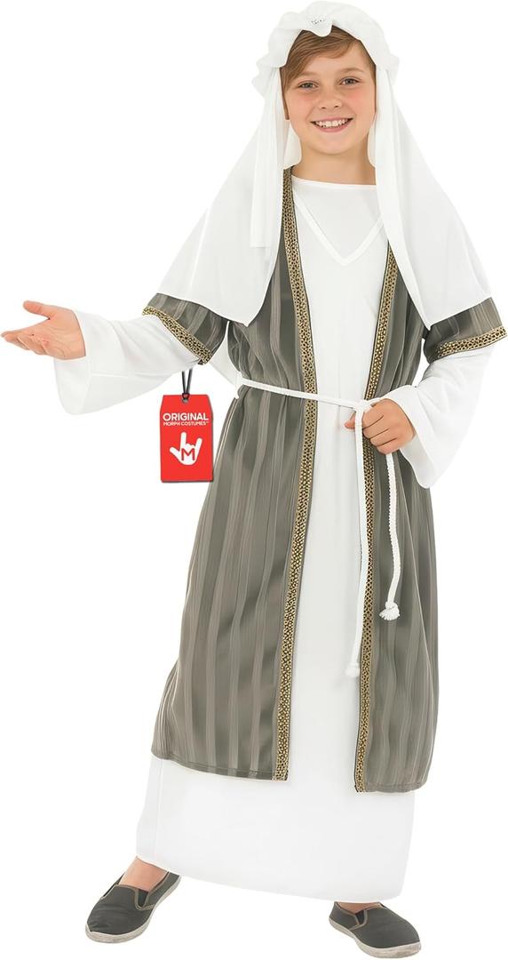 fun shack Grey Shepherd Costume for Kids, Boys Shepherd Costume, Nativity Costumes for Kids, Boys Christmas Costumes (Large, Gray)