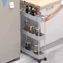 SPACELEAD Slim Storage Cart 3 Tier,Bathroom Organizer Rolling Utility,Mobile Shelving Unit Slide Out for Office, Kitchen, Laundry Room & Narrow Places,Gray