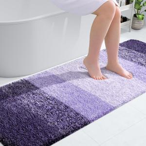 OLANLY Bathroom Runner Rugs 70"x24", Extra Soft Absorbent Microfiber Bath Rugs, Rubber Backing, Quick Dry, Machine Washable Bath Mats for Bathroom Floor, Tub and Shower, Home Decor Accessories, Violet
