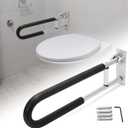 HECASA Toilet Grab Bar 23.6 Inch Flip Up Handicap Grab Bars Rails Folding Support for Elderly Disabled Pregnant Woman Bathroom Shower Safety Toilet Safety Rail