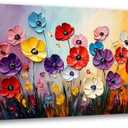 Abstract Colorful Flower Pictures Canvas Wall Art for Living room Office Bedroom Wall Decor,Yellow Pink Red Blue Purple Flowers Wall Art Print Paintings Modern Daisy Artwork Ready to Hang-20x40inch