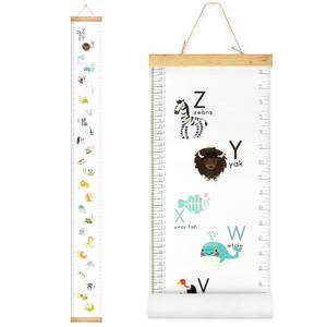 Mibote Baby Growth Height Chart Handing Ruler Wall Decor for Kids, Canvas Removable Height Growth Chart 79" x 7.9" (Letters)
