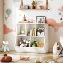 HOOBRO Kids Bookshelf, Bookcase Footboard, 31.5" L Toy Storage Cubby, Children's Toy Shelf, Toy Storage Cabinet, Fit for Children's Room, Playroom, Hallway, Kindergarten, White WT328CW01, 31.5"L x 11.8"W x 29.5"H