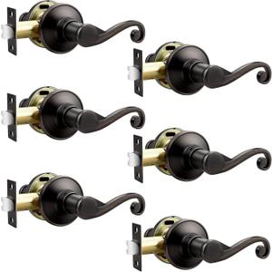 Elegant Oil Rubbed Bronze Interior Door Handles for Closet and Hallway, 6 Pack Passage Door Handle Lever with Modern Style and Durable Finish