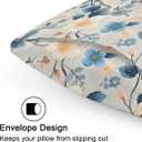 Satin Pillowcase Flower Blue Satin Pillow case for Hair and Skin 20 x 30 Inches Smooth Pillow Covers Pillow Cover with Envelope Closure (Queen)