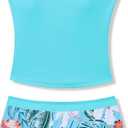 Girl Two Piece Swimsuits Adjustable Straps Bikini Sets with Chest Pad Size 9-10yo