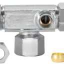 Eastman 3/8 Inch OD Compression x 3/8 Inch OD Compression x 1/2 Inch FIP Multi-Turn Dual Handle Three Way Stop Valve, Brass Plumbing Fitting, Chrome, 04325LF