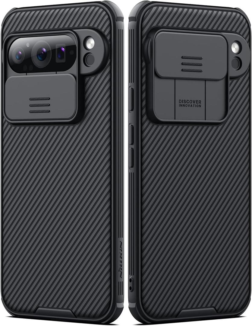 Nillkin for Google Pixel 9 Pro XL Case with Slide Camera Cover, Camera Lens Protector Privacy, Thin Slim Fit, Shockproof Protective, 0.9mm Raised Lens Bezel, TPU+PC Dual Protection - Black