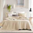Madison Park King Quilt Set Damask Coverlet Set for King Size Bed, Cottage Oversized Quilt Set, Scallop Edge, All Season, Pre-washed Cotton-Filled King Size Quilt, Tuscany, King/Cal King Cream 3 Piece