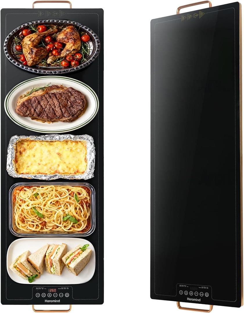 Electric Warming Tray,Extra Large Food Warming Trays with Temp-Settings & Timmer,Full Surface Heating Electric Food Warmer Mat Keep Food Warm at Buffet, Party, Sabbath, Daily Use (XXL(40*14"))