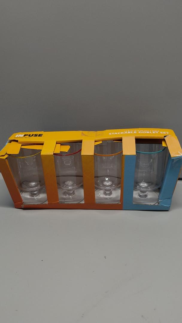 Infuse 4pc Stackable Glass Goblet Set