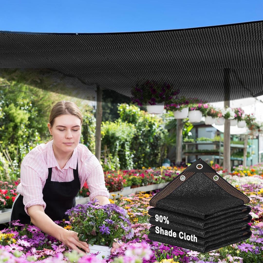 90% Shade Cloth,10x14ft Tear Resistant Sun Shade Net with Reinforced Grommet,Durable Garden Shade Tarp Cover for Greenhouse,Plant Cover, Chicken Coop,Patio and Pergola,Black (10X14ft (3x4.2m))