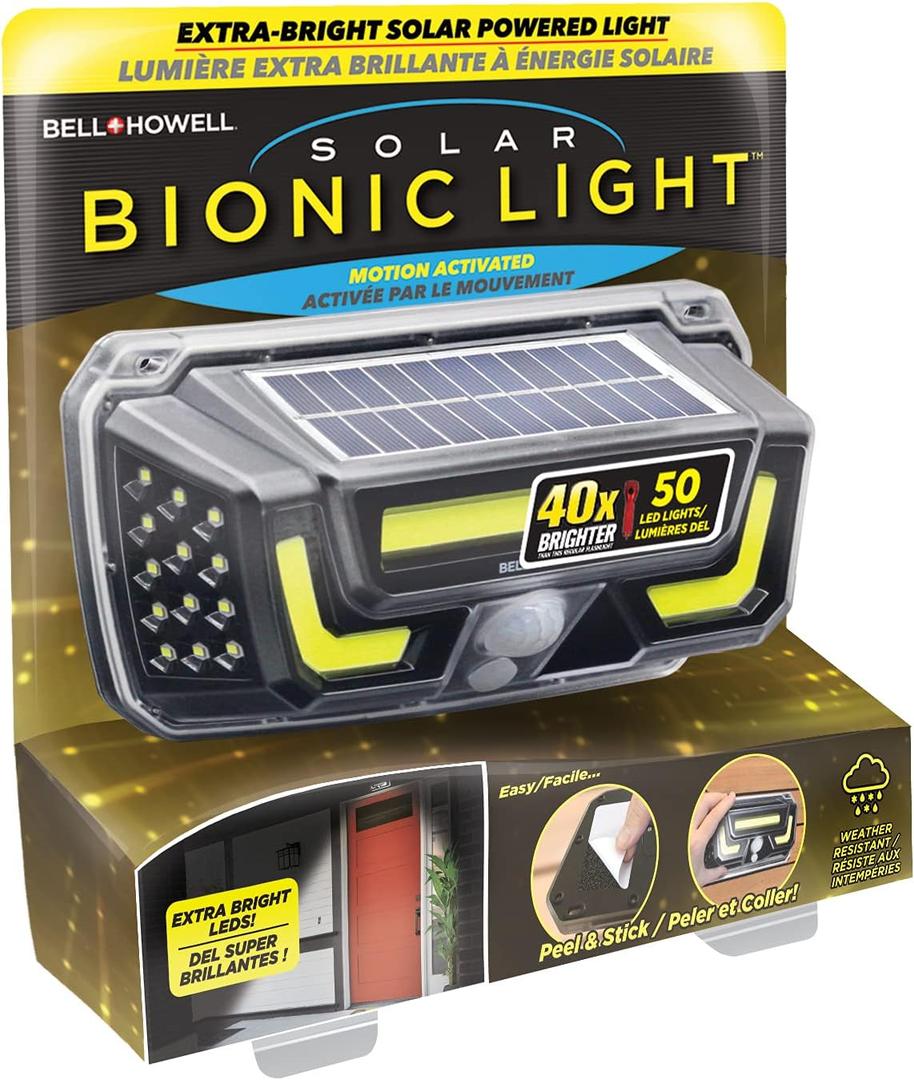 Bell Howell Solar Bionic Wall Light Solar Lights Outdoor with Motion Sensor (White Light 6500K)