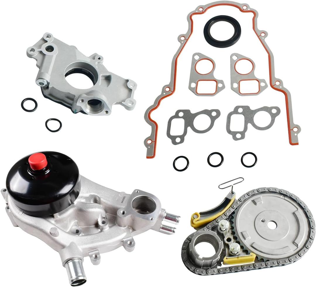 M295 Oil Pump Timing Chain Kit with AW6009 Water Pump for 2007-2013 Chevy Silverado 1500 Tahoe GMC Sierra 1500 Yukon Buick Cadillac 4.8 5.3 6.0L NON-VVT