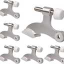 KOVOSCH 6 Pack Hinge Pin Door Stopper Brushed Satin Nickel - Adjustable Heavy Duty Hinge Pin Door Stops with White Rubber Bumper Tips
