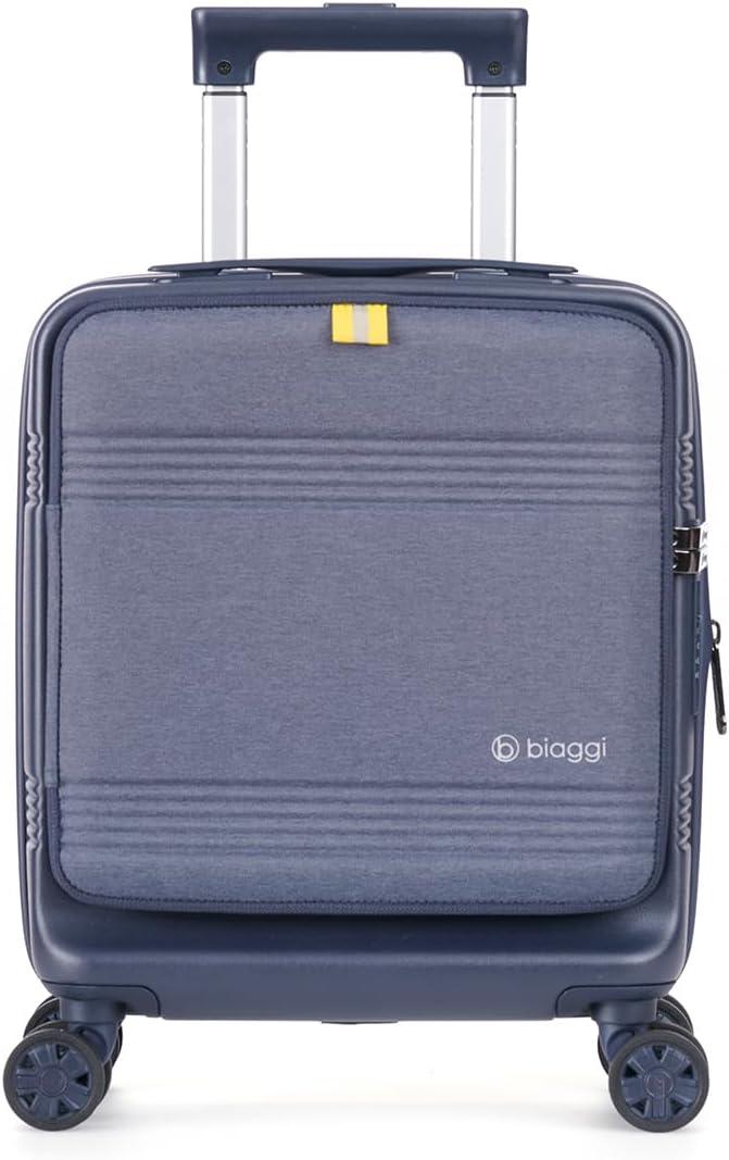 biaggi Runway Hybrid Expandable Underseat Carry-On  Lightweight TSA-Approved Polycarbonate Travel Bag, Perfect for Getaways & Long Weekends (Expandable Underseater, Navy Blue)