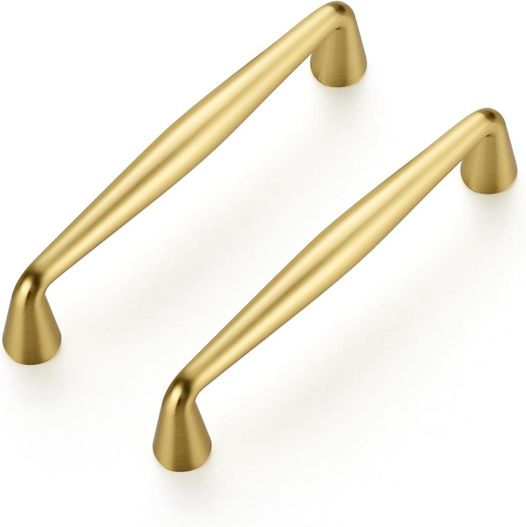 Ravinte 10 Pack 3-3/4 Inch Brushed Brass Kitchen Cabinet Handles Solid Zinc Alloy Cabinet Pulls Cupboard Hardware Drawer Handles