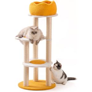 MEWOOFUN Cute Cat Tree, 45.3'' Cat Tower for Indoor Cats, Eggshell Cat Tree Tower with Sisal Scratching Posts, Removable Cozy Condo, Plush Egg Perches, Yellow MEWOOFUN Cute Cat Tree, 45.3'' Cat Tower for Indoor Cats, Eggshell Cat Tree Tower with Sisal Scratching Posts, Removable Cozy Condo, Plush Egg Perches, Yellow