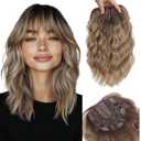 Kintama Ombre Blonde Hair Topper for Women with Bangs - Ombre Clip-in Hair Piece for Thinning Hair - Volumizing Topper Wiglet for Instant Volume & Natural Look (Short)