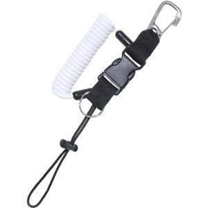 Scuba Diving Lanyard - Underwater Camera Lanyard, Anti-Loss Retractable Gear Tether with Quick-Release Buckle Clip (White)
