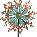 Viveta Wind Spinners Outdoor, Metal Wind Sculptures for Yard and Garden,13 * 57 "Double Windmill with Stable Stake