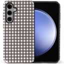 artslion for Samsung Galaxy S25 Case for Women Girl Men Boy, Shockproof Soft Silicone & Hard PC Shell Protective Case for Samsung Galaxy S25 - Brown Gingham Retro Checkerboard