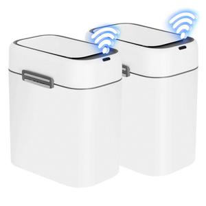 FDW 2.2 Gallon Bathroom Trash Can with Lid,Automatic Sensor Plastic Waste Bin Slim and Small Trash Can for Living Room,Bedroom,Office (Pack of Two)