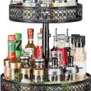 Lazy Susan Organizer 2 Tier - Turntable Spice Rack 12 inch Adjustable Metal Rotating Lazy Susan for Cabinet Pantry Kitchen Countertop Dining Table Cupboard Bathroom Vanity Storage Black