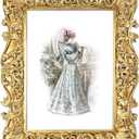 5x7 Picture Frames Vintage Photo Frame with Glass Front Antique Picture Frame for Tabletop Wall Hanging (5x7, Shiny Golden)