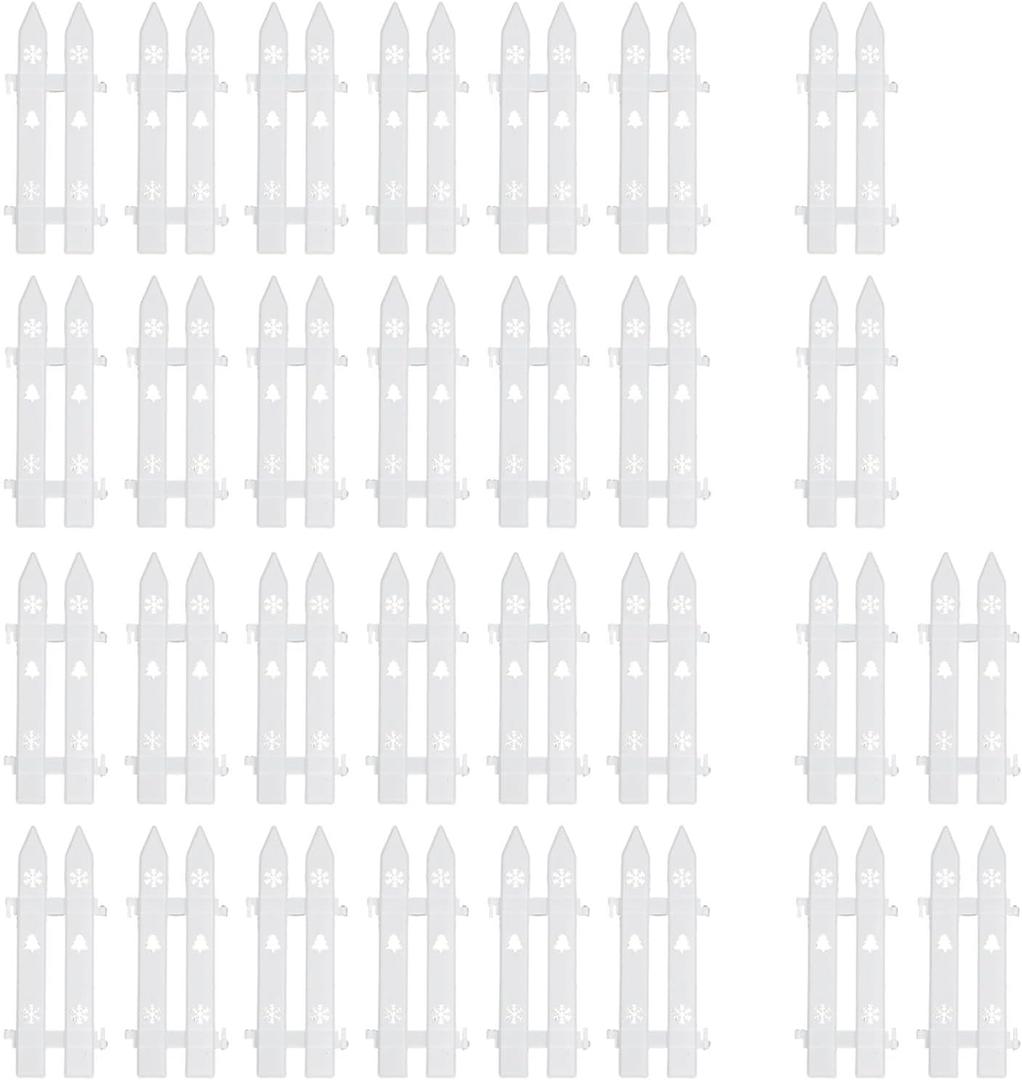 Interlocking Christmas Tree Fence Panels Set PVC Lightweight for Xmas Tree Decoration Traditional Sturdy Decorative Border, 30 Pieces