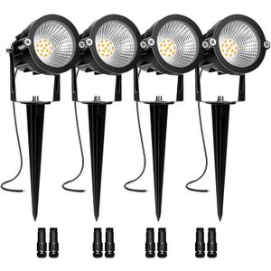 Low Voltage Landscape Lights, 10W 12/24V 2700K Warm White Landscape Lighting, IP65 Waterproof Outdoor LED Spotlight for Garden Yard Tree, 4 Pack with Connectors