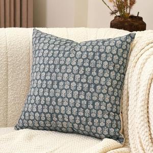 Amor Virisso Floral Pillow Covers 20x20 Farmhouse Neutral Decorative Pillow Covers for Couch Accent Sofa Pillows 1PC, Dusty Blue