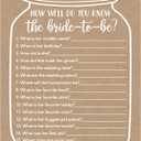 Hadley Designs 25 Cute Rustic How Well Do You Know The Bride to be Bridal Wedding Shower, Bachelorette Party Game, Couples Guessing Question Set of Cards Pack Unique Printed Engagement