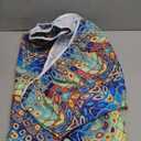 Boho Round Outdoor Tablecloth with Umbrella Hole, Green Fitted Table Cover with Zipper, Outdoor Camping Essentials, Waterproof Umbrella Table Cloth with Elastic (45''-54'')