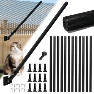 Cat Fence Extension & Conversion Kit | 30-Inch Height Increase for Wood, Metal,Vinyl & Brick Fences | Durable Polyethylene,Easy Install | 50-Foot Complete Set