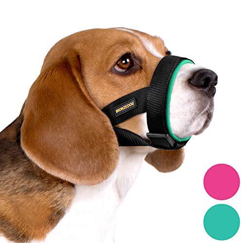 BRONZEDOG Soft Padded Nylon Dog Muzzle Adjustable Neoprene Comfort Bitting Chewing Pet Muzzles for Small Medium Large Dogs Puppy (Mint Green, Small) BRONZEDOG Soft Padded Nylon Dog Muzzle Adjustable Neoprene Comfort Bitting Chewing Pet Muzzles for Small Medium Large Dogs Puppy (Mint Green, Small)
