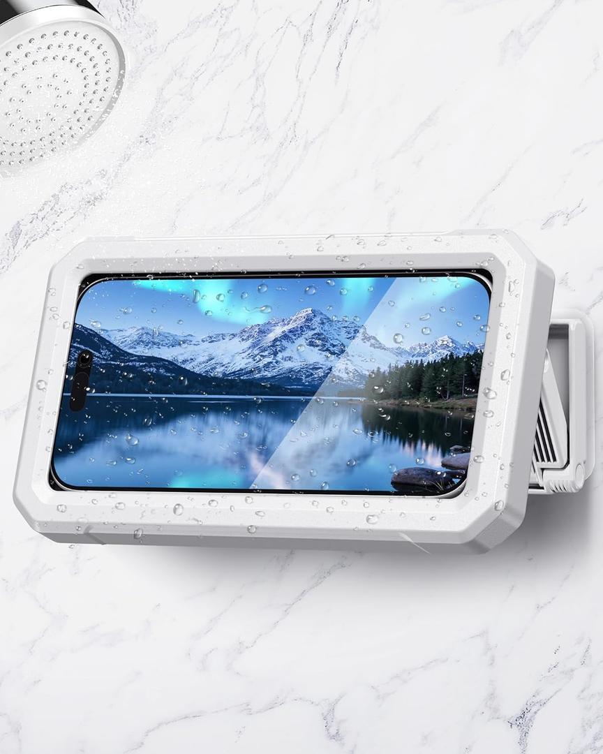 UPRONE Shower Phone Holder Waterproof  480° Rotatable Retractable Adjustable Phone Case for Shower  Bathroom Accessories Wall Mount Phone Holder for iPhone 17/16 Pro Max, S25 Ultra,47" Cellphones