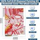 2 x KICHANG Pink Diamond Art Kits for Adults,Diamond Painting Kits for Adults Beginners,5D Diamond Painting Kits Diamond Art Diamond Dots Round Full Drill Diamond for Wall Decor&Gift-12x16in