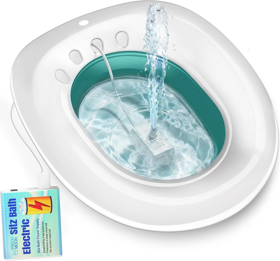 Electric Sitz Bath for Toilet Seat, Hemorrhoids and Postpartum Care - Yoni Steam Seat - Perineal Soaking, Collapsible, Wide Seat, Deeper Bowl - Use w/Sitz Bath Salt - Forest Green