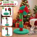 Yeyeplum Christmas Cat Scratching Post 21.6" Candy Cane Holiday Scratch Post Small Natural Sisal Cat Scratcher for Indoor Cats and Kittens