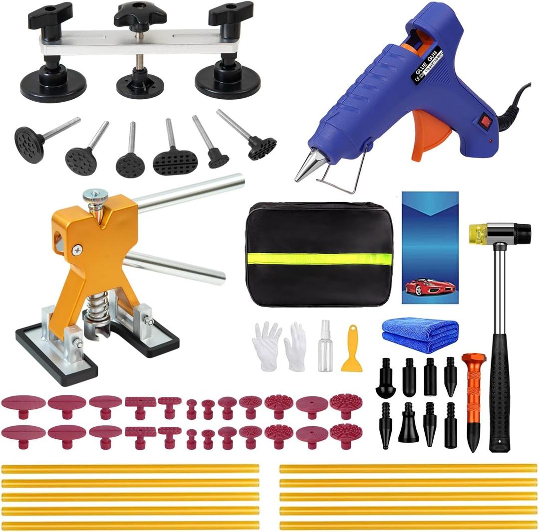 59PCS Dent Puller Kit Paintless Dent Repair Kit for Cars, Dent Removal Tool for Door Dings, Hail Damage & Small Dents, Auto Body Dent Repair Kit with Glue Puller for DIY Use