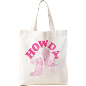 Cowgirl Western Tote Bag For Women, Cute Tote Bags, Cowgirl Accessories for Women, Western Gift (Bootspink)