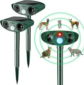 Ultrasonic Animal Repellent Outdoor Solar Powered Repeller Deterrent Waterproof Motion Sensor Animal Deterrent (2, Green)