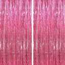 Glitter Pink Party Streamers 2Pack Glitter Foil Fringe Curtain 3.3 x 8.3ft Pink Party Decor Photo Booth Streamers Metallic Tinsel Door Streamer for XmasThanksgiving Engagement Party Decors Streamers