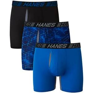 Hanes Men’s Total Support Pouch Boxer Briefs, X-Temp Cooling, Moisture-Wicking Underwear, Regular, Long-leg and Trunk, 3-Pack, L