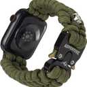 Paracord Band Compatible with Apple Watch Band 38mm 40mm 41mm 42mm 44mm 45mm, Robust Survival Tactical Weave Strap with Stainless Steel Buckle Quick Release for iWatch Series SE 7 6 5 4 3 2 1 for Men (Army Green)