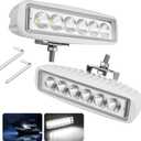 RVZONE Waterproof Led Boat Lights, 18W LED Spreader Lights 1200LM 120Flood Light, 6.3in Deck Dock Marine Led Lights Bar, Pack of 2, White Housing (Flood Light/White Housing)