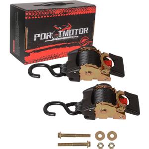 2 Pack Bolt-On Retractable Ratchet Straps (2"" x9'), 3000LBS Break Strength Ratchet Tie Down Straps Heavy Duty Auto Retracting Ratchet Straps for Motorcycle, Trailers, Boats, ATVs, UTVs