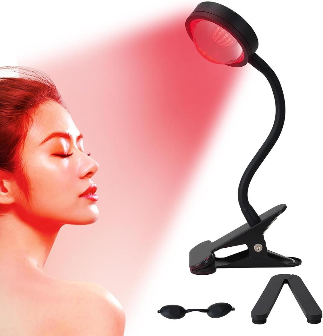 Red Light Therapy for Face, 40 LEDs 660nm LED Red Light Therapy Light with Clip, Suitable for Home Skin Care and Relieving Chronic Pain (Small)