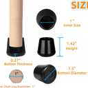 Chair Leg Tips Caps Non-Slip Rubber Leg Tips 1 Inner Diameter Furnigear -Black Chair Leg Floor Protectors Round, 100 Pack